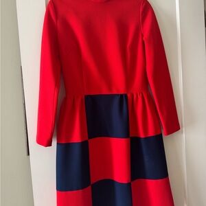 Elegant Red and Navy Midi Dress